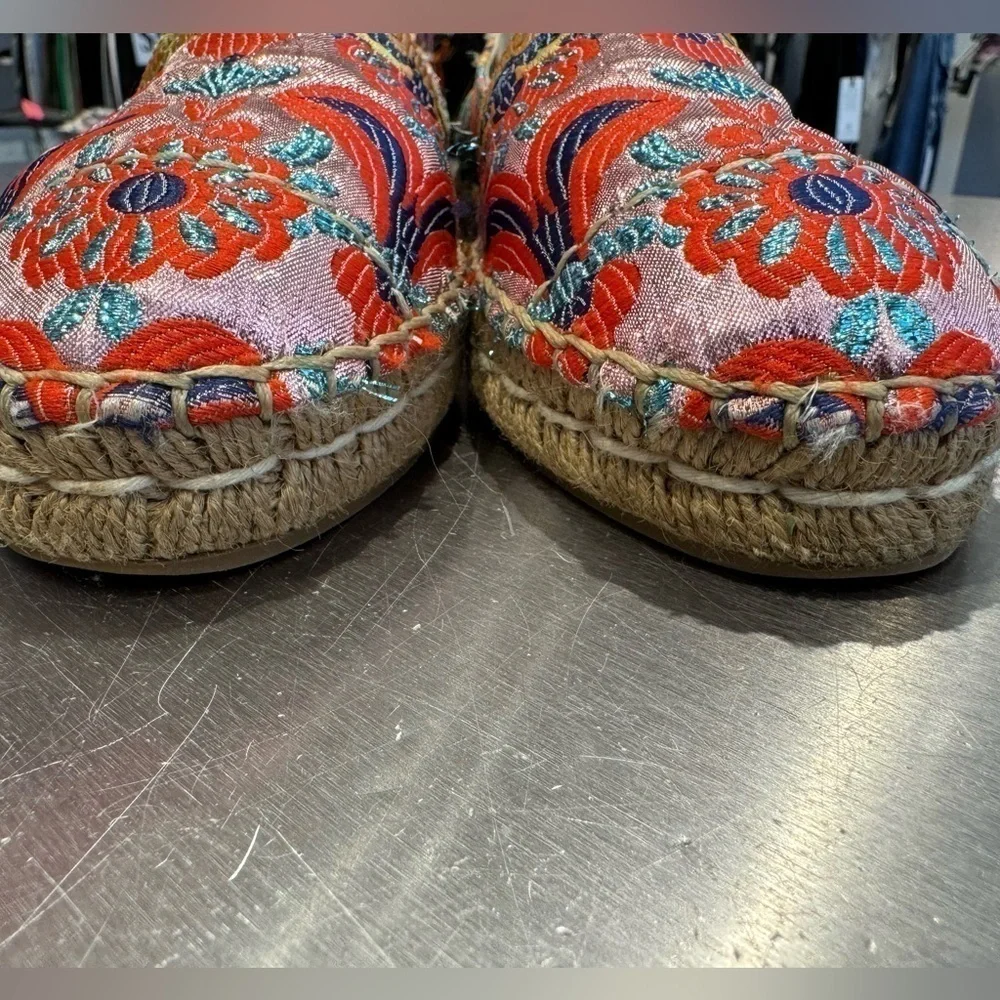 Prada Multicolor metallic Jacquard 20mm jute Espadrille size EU 35